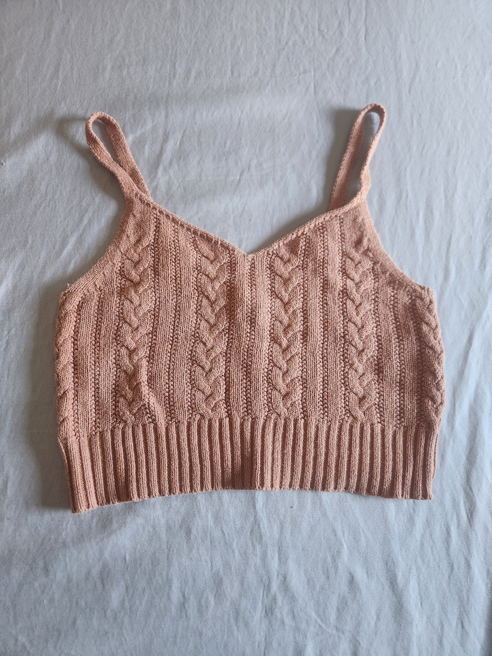 American Eagle Outfitters Cable Knit Spaghetti Strap Crop Top Orange